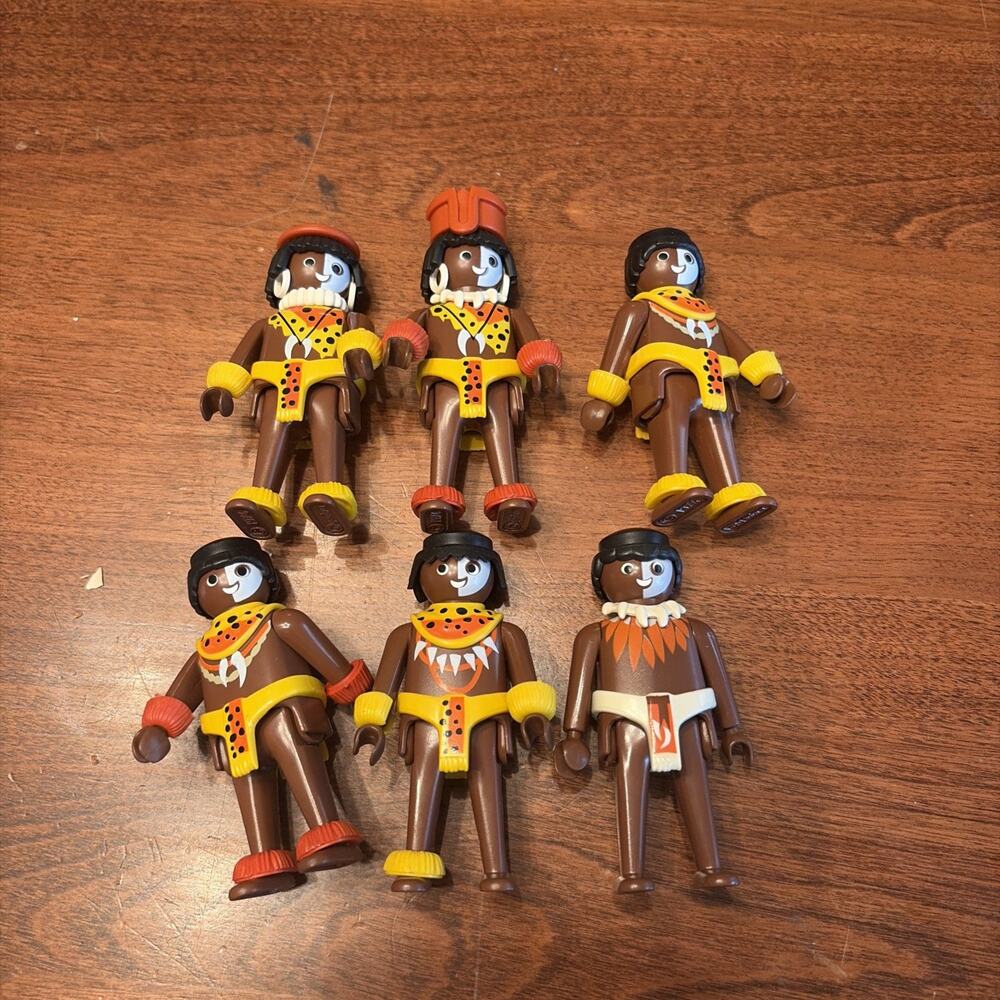 6 VTG Playmobil Men Figures Jungle Natives 1974
